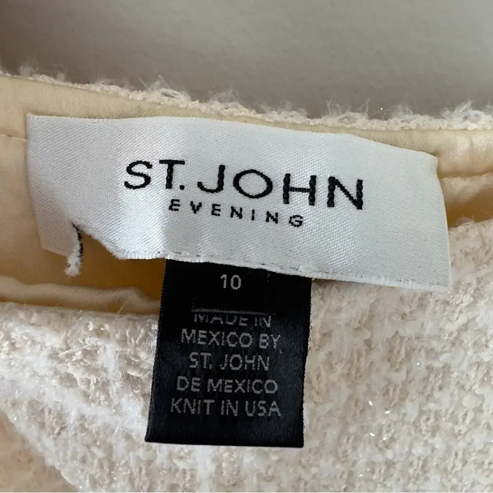 St. John Wool Blend Silk Lined Evening Skirt Knit Sparkly Zipper Zip Up Side 10